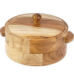 Superbe plat de service pour la vaisselle, ustensiles de cuisine, Pot décoratif en bois de couleur naturelle, contenant une marmite chaude sûre - Product Image 2