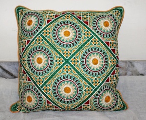 Funda de Cojín Cuadrada Bordada con Patrón Floral Geométrico, Decoración del Hogar Estilo Bohemio - Product Image 2