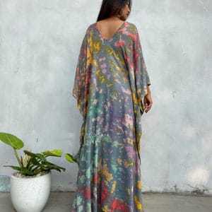 Empate tinte Kaftan DE LA PLAYA vestido Maxi largo del vestido azul Maxi Long Resort caftán Kaftan verano vestido de Ajuste flojo - Product Image 3