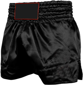 Pantalones cortos muay thai para hombre y niña, poliéster negro, venta al por mayor - Product Image 5