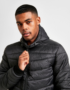 Men's Hooded Puffer <b>Jacket</b> Windproof Solid Color Zipper Closure Casual Winter Outerwear <b>Slim</b> <b>Fit</b> Polyester Wadding - Product Image 2