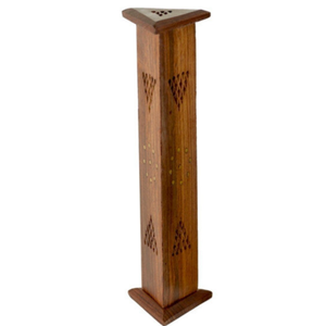 Brûleur d'encens en bois traditionnel de haute qualité en forme de tour Brown Cut-Out Triangle Design Home Office Fragrances Utilisation religieuse - Product Image 2