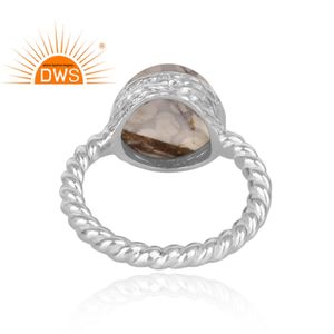 Bague en argent massif 925 pour femme, pierre précieuse moave Howlite, forme ronde, bijoux fins, vente en gros - Product Image 4
