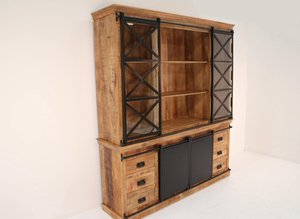 Mueble Vintage Industrial de madera con acabado rugoso, mueble antiguo, para Bar y vino, 2 piezas - Product Image 3