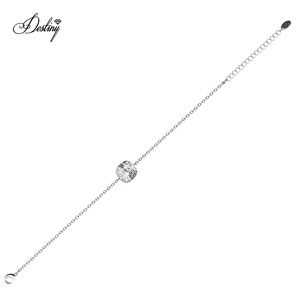 Pulsera azul cojín adornada con cristales <span class=keywords><strong>Swarovski</strong></span> pulsera de cadena extensible <span class=keywords><strong>para</strong></span> mujer corte cojín Daisini - Product Image 5