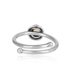 Anillo de Plata de Ley 925 con forma de luna de arcoíris Natural, anillo redondo oxidado - Product Image 4