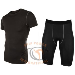 Trajes de chándal de LICRA de poliéster térmico ajustado para exteriores para entrenamiento de culturista patrón sólido conjuntos de entrenamiento de gimnasio de talla grande - Product Image 2