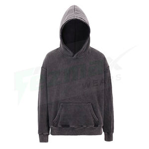 2021 personnalisé OEM lavage à l'acide pull à capuche haute qualité 100% coton tricoté tissage doublé conception anti-rides caractéristique - Product Image 1