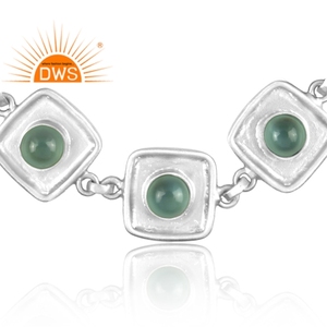 Latest Design Natural Aqua Chalcedony Gemstone Square Shape Design <b>Bracelet</b> For <b>Women</b> Fashion Jewelry Manufacturer - Product Image 2
