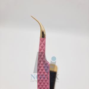 Pinzas de extensión de pestañas Rosas y doradas de calidad superior, agarre de diamante, juego de pinzas de pestañas probadas a mano de acero inoxidable - Product Image 6
