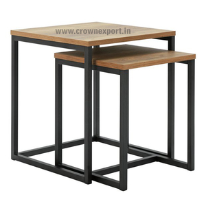 Handcrafted High Quality Metal & Wooden <b>Epoxy</b> Resin Nesting <b>Table</b> With Shiny Gold Plated Stand Bedroom <b>Table</b> Garden Nested <b>Table</b> - Product Image 2