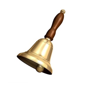 Set Of 2 Gold Plated Brass Hand <b>Bells</b> Trending Design Round Shape Hand <b>Bell</b> With Wooden Handles In Bulk - Product Image 6