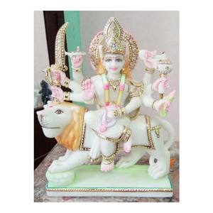 Escultura de diosa Durga Mata, Makrana, mármol blanco - Product Image 1