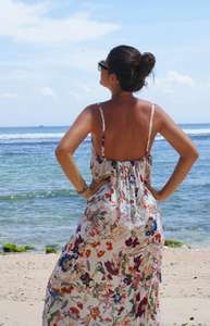 ชุดเดรสชายหาดพิมพ์ลายดอกไม้สำหรับผู้หญิง,ชุดเดรสหลวมชุดเดรสชายหาด Boho เปิดไหล่แขนกุดยาวถึงข้อเท้าปี2020 - Product Image 2