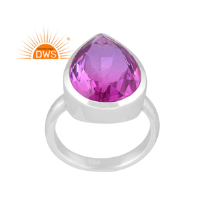 Diseñador hecho a mano fina plata esterlina Natural Bio amatista doblete cuarzo piedra preciosa anillo apilable fabricante de joyas - Product Image 1