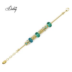 Conjunto de abalorios DIY de Esmeralda <span class=keywords><strong>verde</strong></span> y turquesa, adornada con cristales de <span class=keywords><strong>pulsera</strong></span> ajustable <span class=keywords><strong>Swarovski</strong></span>, delicado accesorio de mujer Daisini - Product Image 6