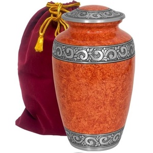 Urne funéraire en métal orange classique capacité de 200 Cu pouces pour les cendres adultes fournitures funéraires - Product Image 1
