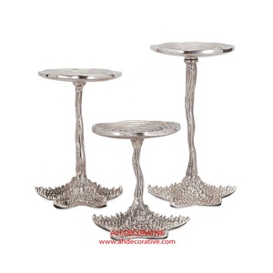 Candelero de metal plateado alto de alta calidad, Decoración de mesa decorativa hecha a mano para Navidad y bodas - Product Image 4
