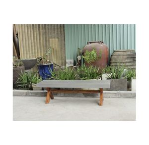 Modern Rectangular Outdoor <b>Bench</b> for Garden Park Waterproof Seat with Sturdy Wooden <b>Legs</b> for Patio Use - Product Image 1