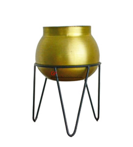Two Tone Round Metal Hand Made Decorative Planter 2026 - Product Image 5