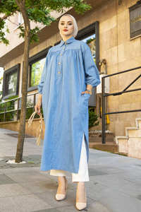 Robe Hijab de style arabe pour femmes, tenue islamique en Denim, robes turques modeste, mode Abaya, nouvelle collection - Product Image 4