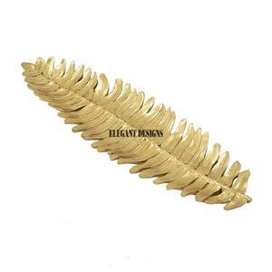 Lujosa bandeja de servicio de hoja de Metal dorado Plato de diseñador creativo para plato de servicio de hoja de mesa barato para el hogar - Product Image 2