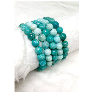 Exhibiting Highest Standard Best Quality Hot Selling Green Color Healing Amazonite Round <b>Gemstone</b> Beaded <b>Bracelet</b> for Sale - Product Image 1