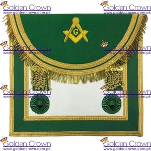 Delantal de cuero Scottish Rite Master Mason, Regalia masónica bordada a mano con insignia para coser, Color verde - Product Image 2