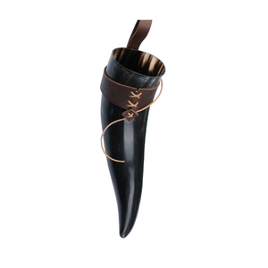 Corne à boire faite à la main avec étui en cuir et bord en métal buvant de la bière Viking véritable meilleure qualité sculptée par Axiom Home Agate - Product Image 3