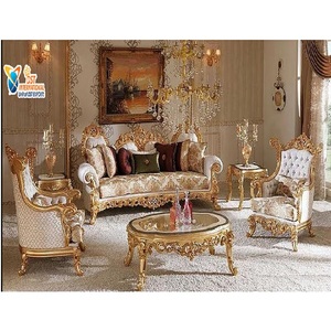 เฟอร์นิเจอร์ห้องนั่งเล่นแกะสลักด้วยมือแบบมหาราชา เฟอร์นิเจอร์ห้องนั่งเล่นสไตล์บาโรก ดีไซน์เนอร์ ชุดโซฟาคลาสสิกแบบราชวงศ์สำหรับบ้าน - Product Image 1