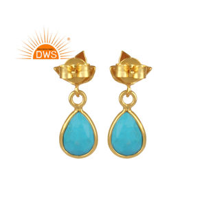 925 argent Sterling naturel Turquoise pierres précieuses balancent boucle d'oreille bijoux pour femmes cadeau pour elle - Product Image 1