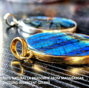 Collier délicat avec pendentif lune et étoile, perles de labradorite bleue naturelle, pendentifs en argent sterling 925, labradorite 8 mm facettée en forme de pièce de monnaie - Product Image 3