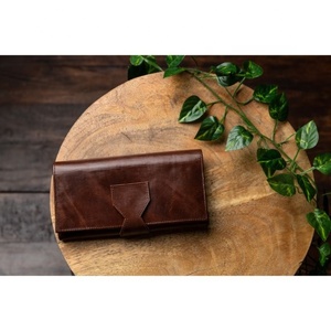 New Style Hot Selling Real Handmade Crunch Leather Clutch Wallet Stylish Casual Full Grain Leather Three Fold Clutch For Women - Product Image 1