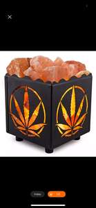 Cesta de Lámpara de Sal Tallada en Material Orgánico con Trozos de Sal Rosa del Himalaya, Tema Floral - Product Image 2