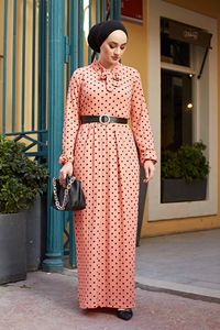 Vestido de lunares con lazo para mujer, ropa islámica, Abaya, caftán árabe, musulmán, moda islámica, calidad turca, nueva temporada - Product Image 5