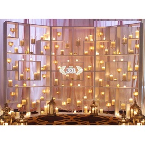 Wedding Reception Sweetheart Stage Candle Wall Glamorous Event Decoration Candle Wall Reception Stage Romantic Candle Wall Decor - Product Image 1