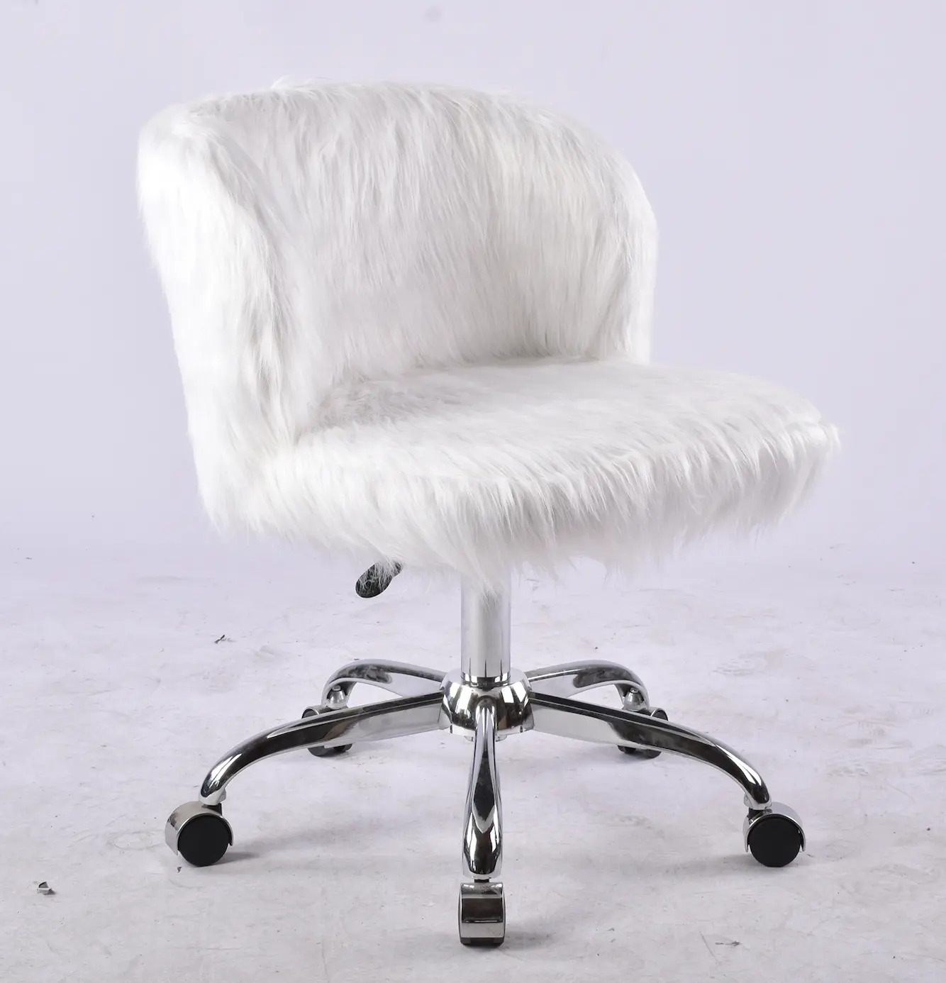 플러시 의자 회전 의자 모피 패브릭 사무실 의자, 거실 의자 인조 모피 의자, 화이트 홈 오피스 의자