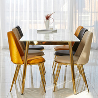 Neue Designs Modernes Eck-Esstisch-Set mit Marmorplatte Edelstahl-Goldbeine Höhenverstellbar für Hotel- und Restaurantnutzung