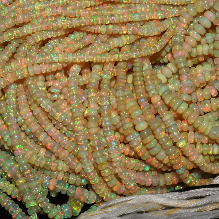 Doğal etiyopya Opal boncuk 4X6.5 MM çok amaçlı yapma takı için çok yangın Opal boncuk gevşek taş