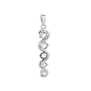 Pendentif en argent 925 moderne avec chaîne et bijoux en cristal de pierre précieuse breloque en pierre de topaze blanche - Product Image 2