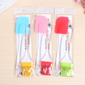 Heat Resistant Silicon Oil Brush And Spatula spatula Sets Baking & pastry tools Utensils Scraper Plastic Handle