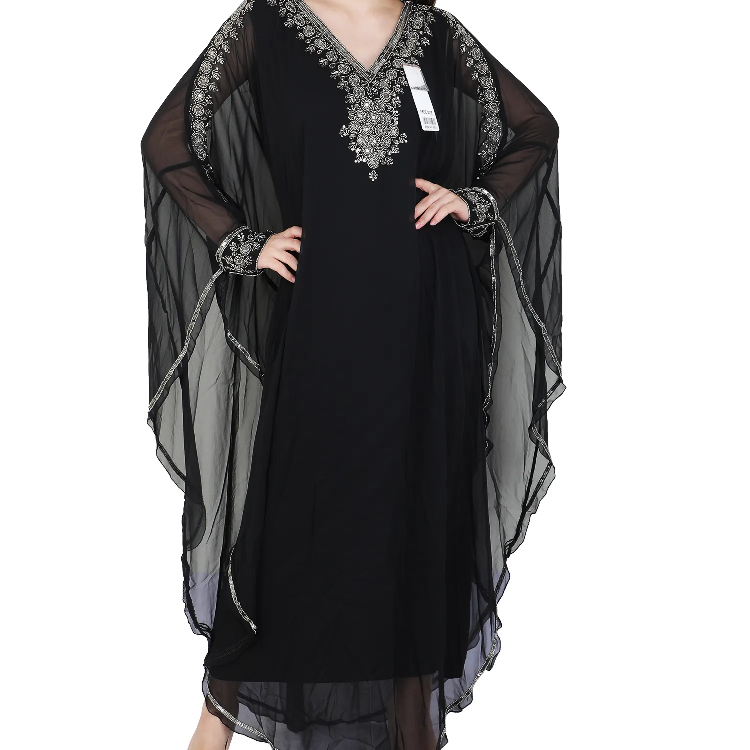 Dubai Abaya wholesale Style Plain Print Abaya Jilbab Muslim Islamic Long Maxi Dress kaftan butterfly style hand beads work