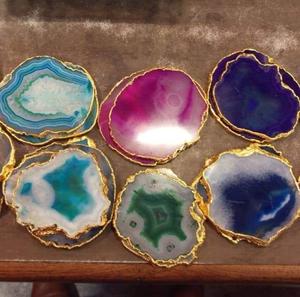 Ensemble de 4 sous-verres créatifs en agate et résine pour la maison, hôtel, restaurant, vaisselle de table, modèle utilisé - Product Image 3