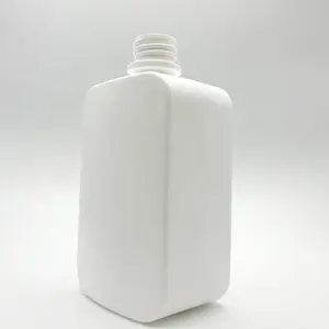 300ml 500ml Custom Logo Square HDPE Bottle With Long Nozzle Lotion Pump For Cosmetic Shampoo