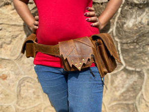 Véritable ceinture utilitaire en cuir véritable faite à la main ceinture de poche de hanche vente chaude ceinture de Festival de haute qualité sac de hanche multi-poches pour les femmes - Product Image 4