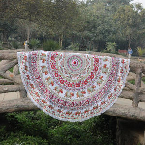 พรมชายหาดทรงกลมลายช้างอเนกประสงค์,เสื่อโยคะลายฮิบปี้โบฮีเมียนมันดาลาทรงกลม - Product Image 1