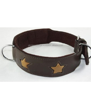 Collar de piel auténtica para perro, accesorio resistente de una sola capa, grueso, marrón, con relleno completo y costuras duraderas con hebilla de latón enrollable - Product Image 3