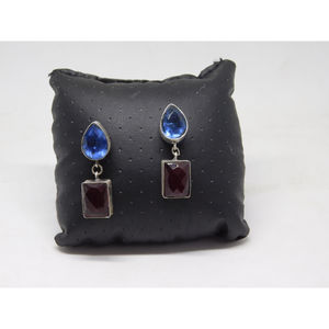 Pendientes de treanding hechos a mano para niñas y mujeres, aretes étnicos de piedra de latón, aspecto plateado, venta al por mayor, lo último - Product Image 2