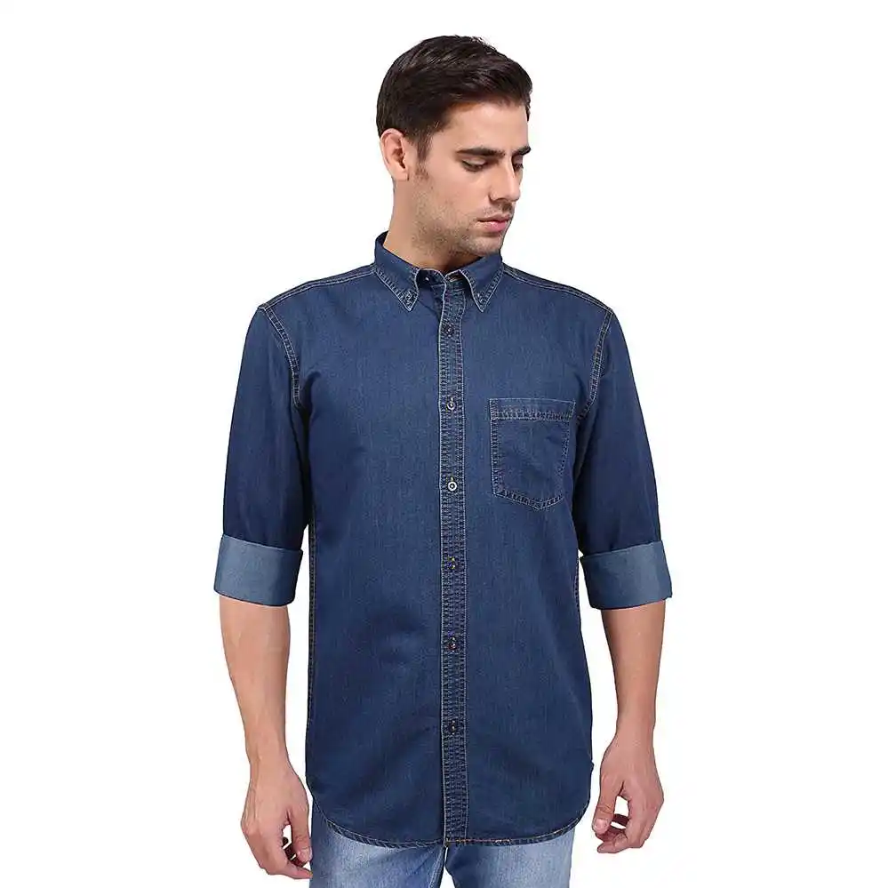 Wholesale Jeans Shirts for Men Dark Blue Color Denim Shirts Casual Shirts Custom Made Custom Size in Denim