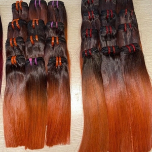 Extensión de tejido de cabello humano Remy virgen de alta calidad barata para paquete de cabello de trama doble de máquina naranja negra - Product Image 5